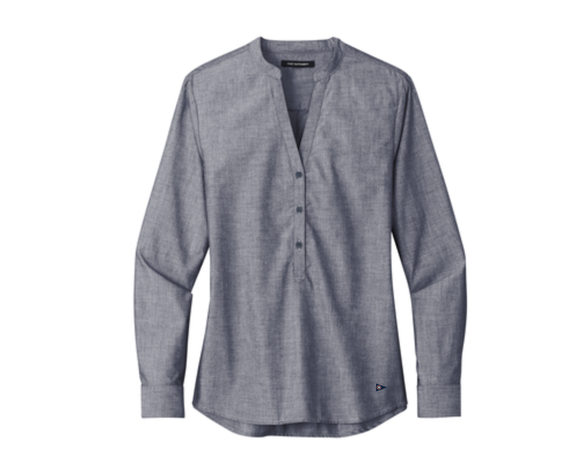 Split V-Neck Popover Ladies Shirt